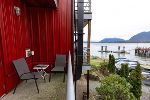 Deck overlooking the dock and harbour