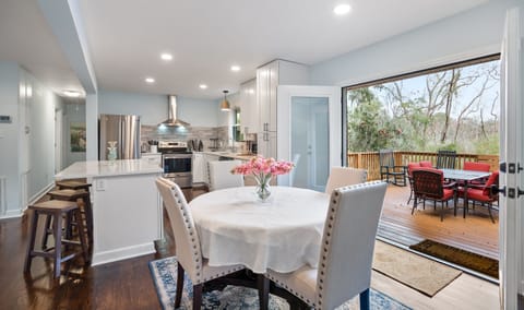 Open seating area with patio access. 