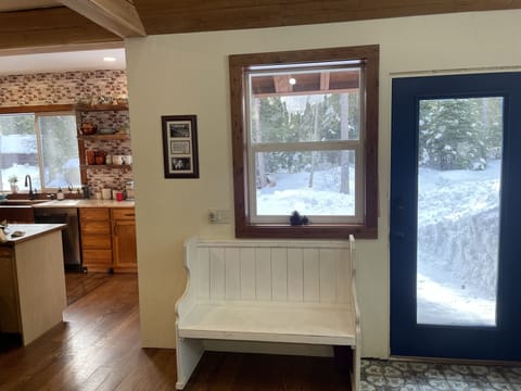 Sit and take off your shoes.