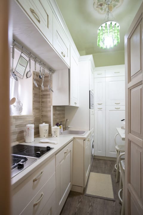 Deluxe Apartment | Private kitchen | Full-size fridge, oven, stovetop, electric kettle