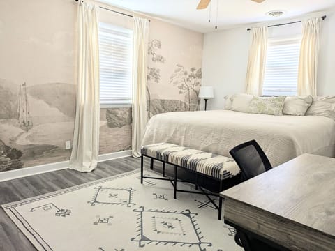 Master bedroom with King sized bed.