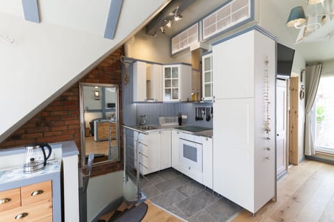 Classic Apartment | Private kitchen | Full-size fridge, microwave, oven, stovetop