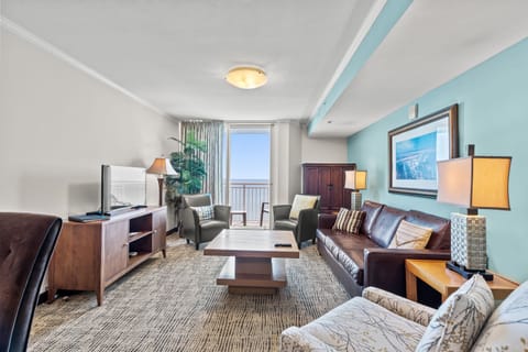The ocean front living room is fabulous for movie night with the family.