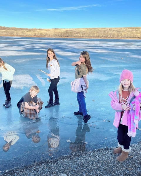 Ice fishing weather / making memories. We have the ice auger and fishing poles