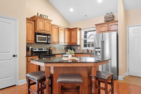 The kitchen is open to the