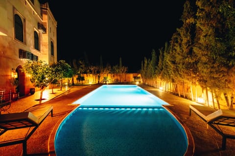 Outdoor pool, pool umbrellas