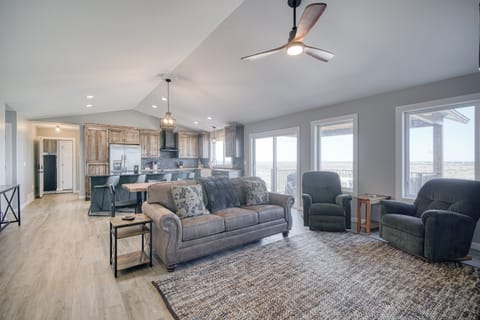 great room connects living and dining