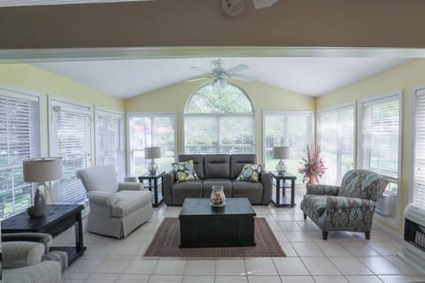 Sunroom serves as second living room.