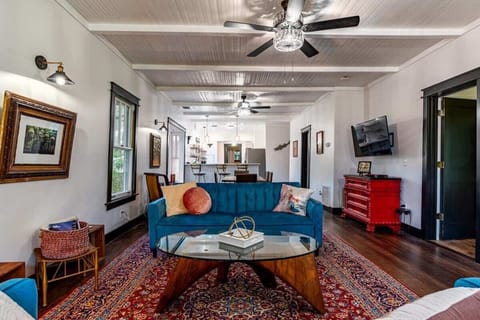 Open floor plan, high ceiling and lots of large windows.