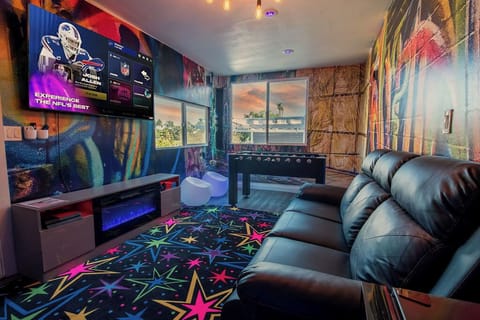 Kick it up a notch with foosball action and your favorite shows on TV. Game night just got even better.