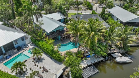 Scenic bird`s-eye perspective offering views of the pool and canal.