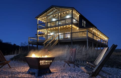 Fire pit area in the back of the property