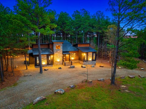 Exterior: Enjoy enchanting evenings by the fire under the twinkling string lights!