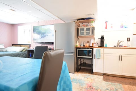 Dining table setup for four.