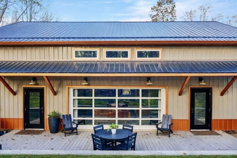 Enjoy meals together outdoors with forest views