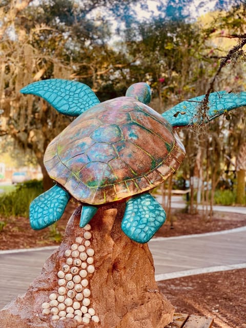 Myrtle the turtle is along the bike trail at Coligny