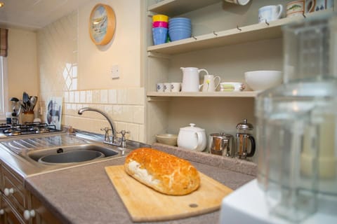 Kitchen counter with loaf of bread