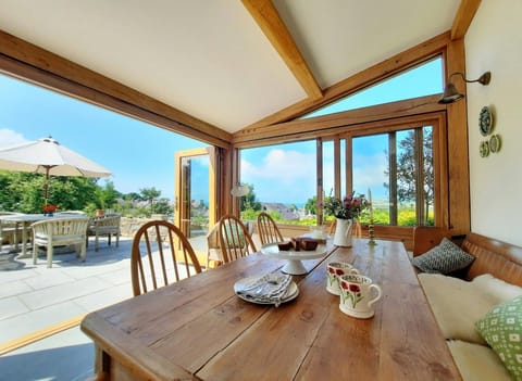 Bifold doors leading out onto patio area