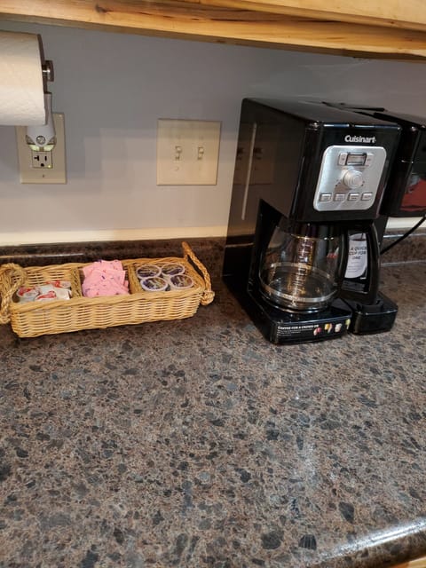 Multi-cup and single serve coffee maker with complimentary coffee, creamer and sugar. Tea also provided!