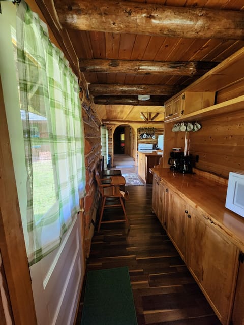 Kitchen China cabinet
Storage, toaster, microwave, coffee pot