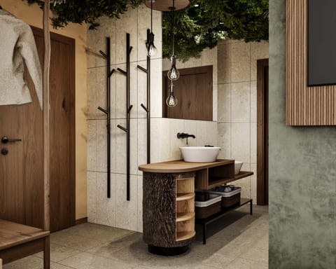 Deep soaking tub, rainfall showerhead, free toiletries, hair dryer