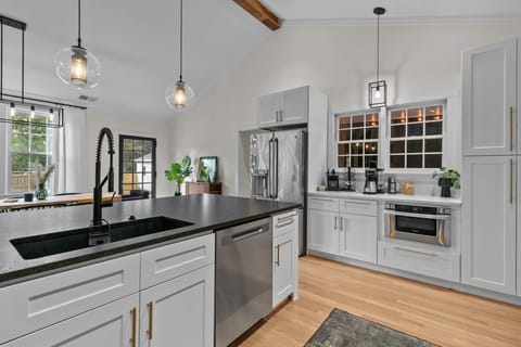 Dishwasher located in kitchen island.  Detergent provided.