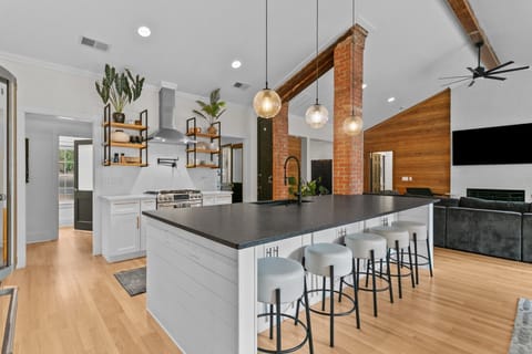 Large, open kitchen with island seating