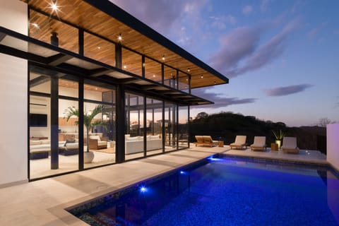 Infinity pool with ocean views and modern terrace