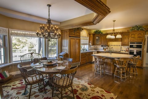 Kitchen with island and dining area