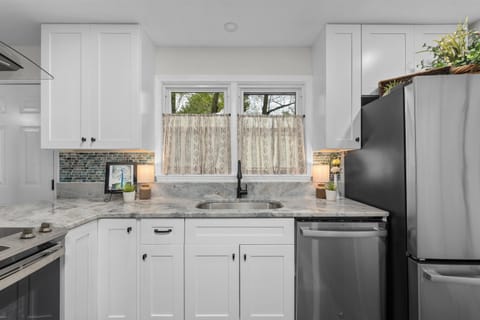 Kitchen with stainless steel appliances
