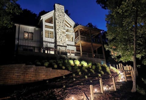 Brand new railing and exterior lighting for the stairs down to the Dock.