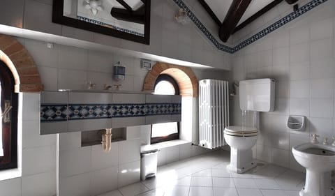 Shower, free toiletries, hair dryer, bathrobes