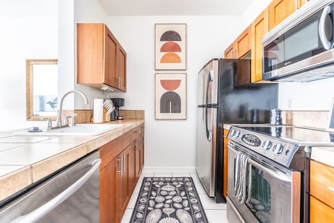 Fully stocked kitchen
