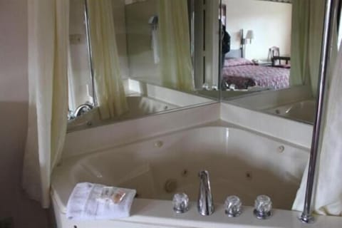 Combined shower/tub, hair dryer, towels