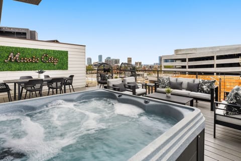 AMAZING Deck with Hot Tub, dining area and soft seating!