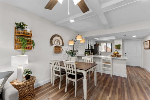 dining area seats 4 at table 2 at countertop