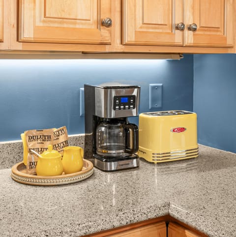 It's time for a coffee break! Enjoy a cup of Duluth Coffee Company coffee.