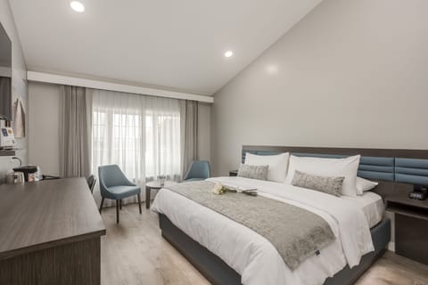 Premium bedding, down comforters, in-room safe, desk