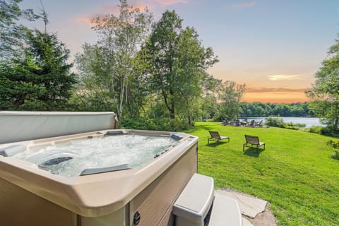 Lakeside soak at sunset.