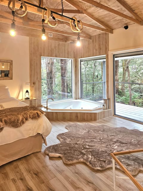 Drift away in the semi sunken spa bath