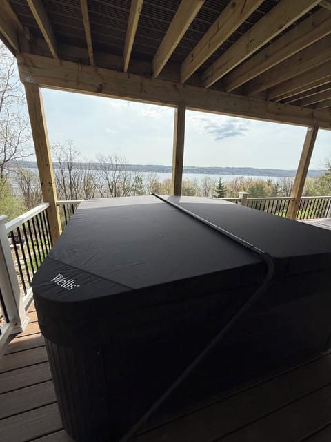 Hot tub overlooking the lake