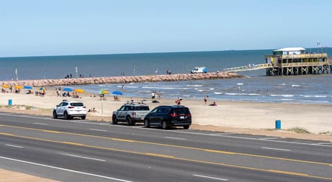 From the balcony you see beach and fishing pier