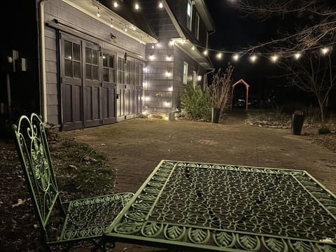 Enchanting outdoor seating at night. 