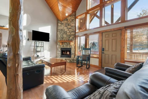 Cabin, Multiple Beds, Patio, Mountain View (Kemper's Duet Cabins) | Living area | 42-inch flat-screen TV with digital channels, fireplace