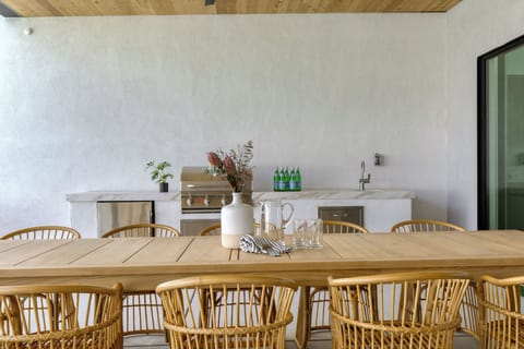 Outdoor dining and BBQ grill.