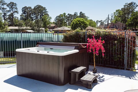 There are excellent lake views from the hot tub