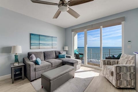 Living room with ocean front balcony