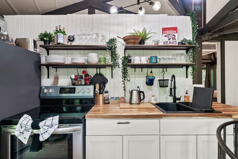 Fully equipped kitchen with modern design.