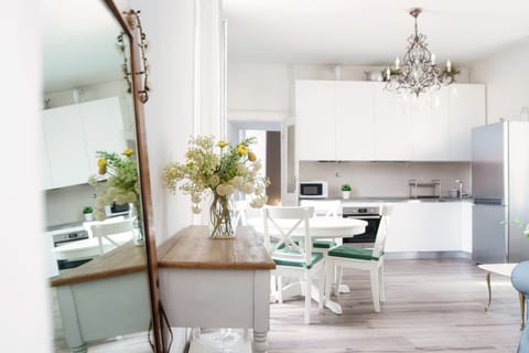 Apartment | Private kitchen | Full-size fridge, microwave, oven, stovetop
