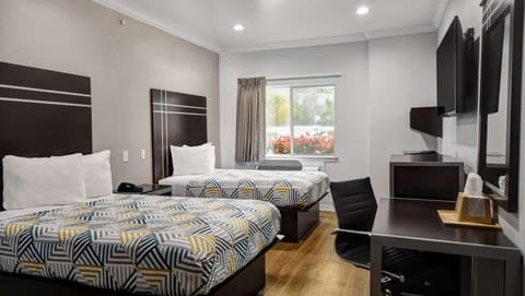Desk, blackout drapes, WiFi (free), bed sheets